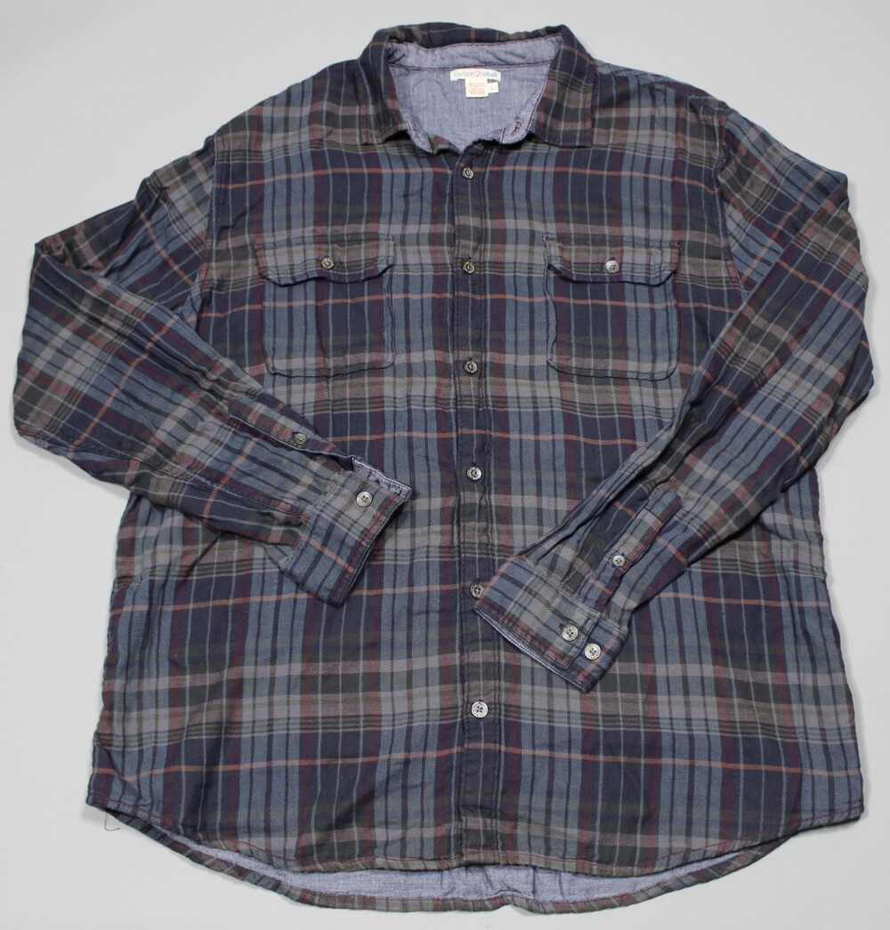 carbon2cobalt Long Sleeve Button Up Shirt Mens Large Plaid